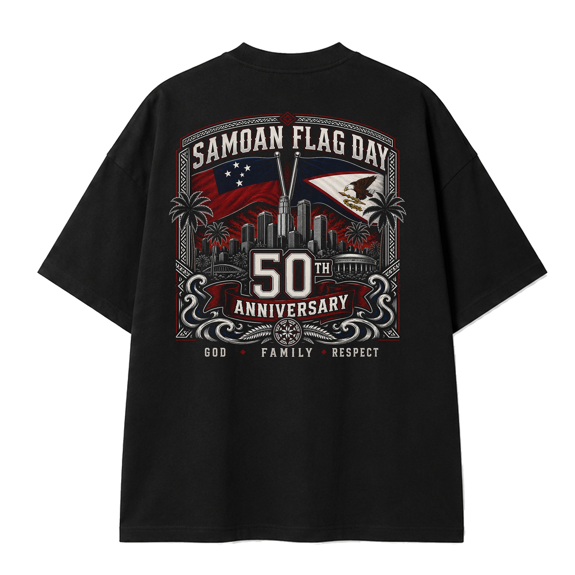 Samoa Mo Samoa LA Black Oversized Tee