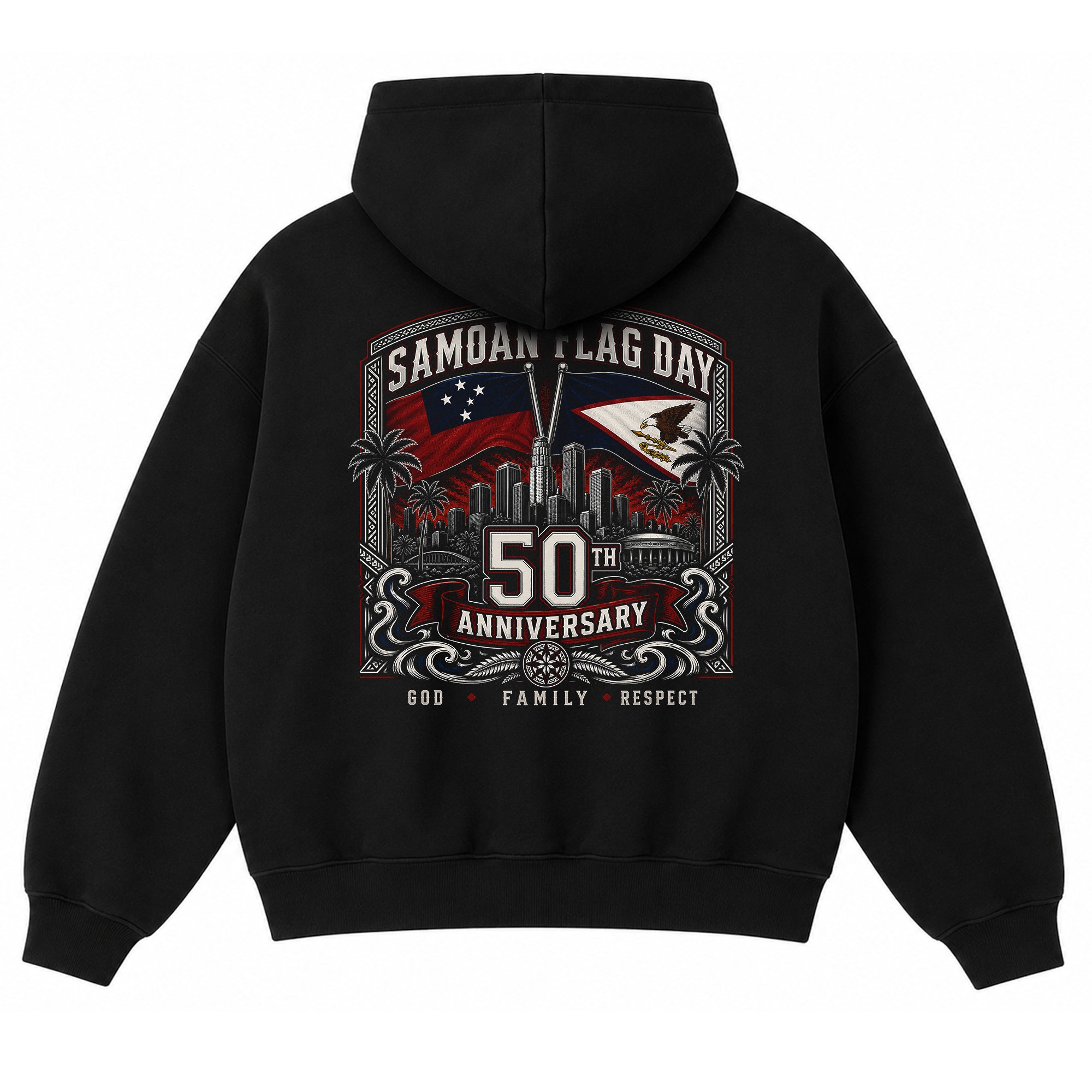Samoa LA Black Embroidery Pullover Hoodie