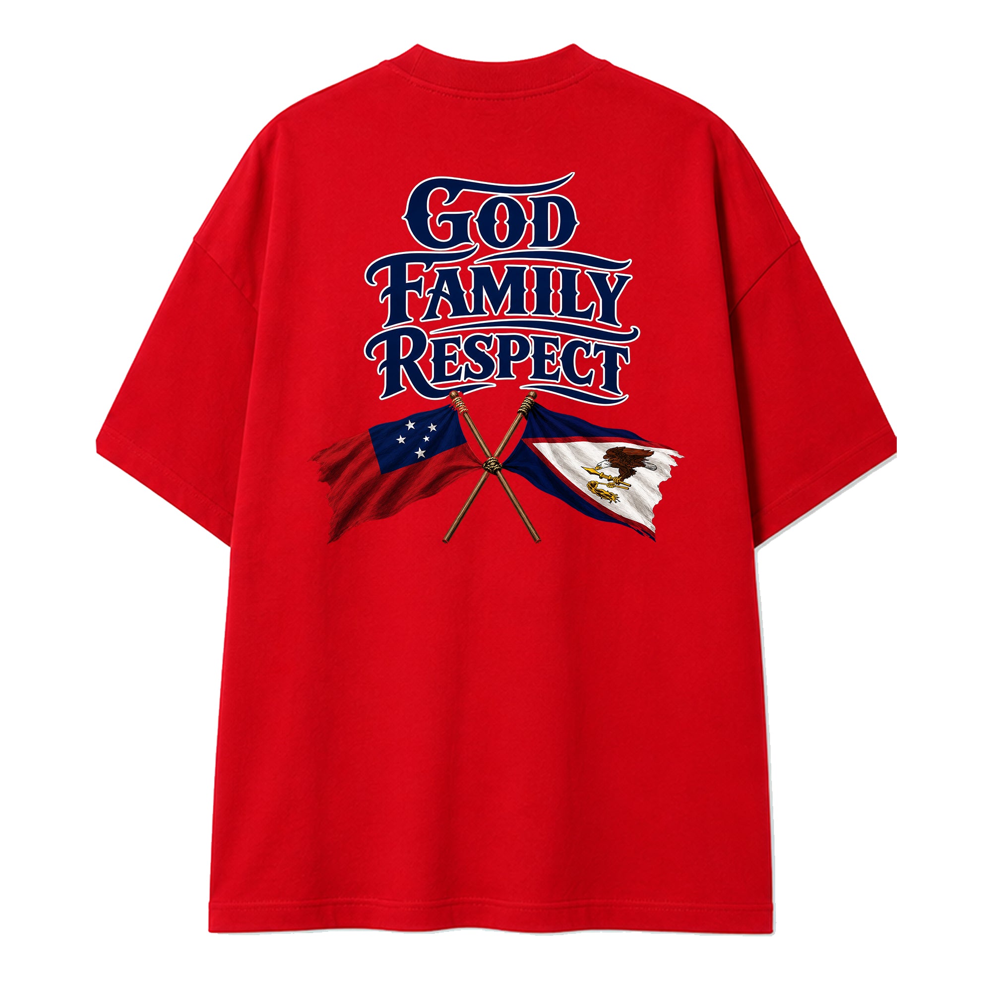 Samoa God Family Respect Red Oversized Tee