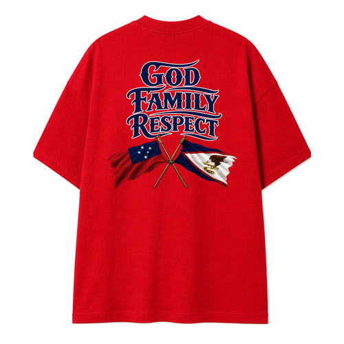Samoa God Family Respect Red Oversized Tee