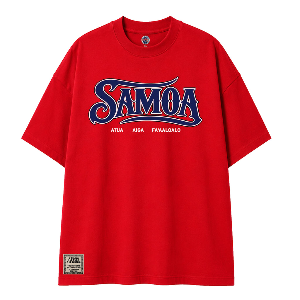 Samoa God Family Respect Red Oversized Tee
