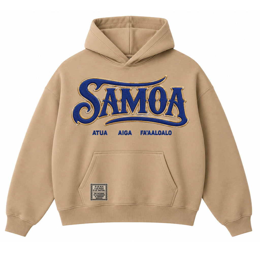 Samoa Tan Embroidery Pullover Hoodie