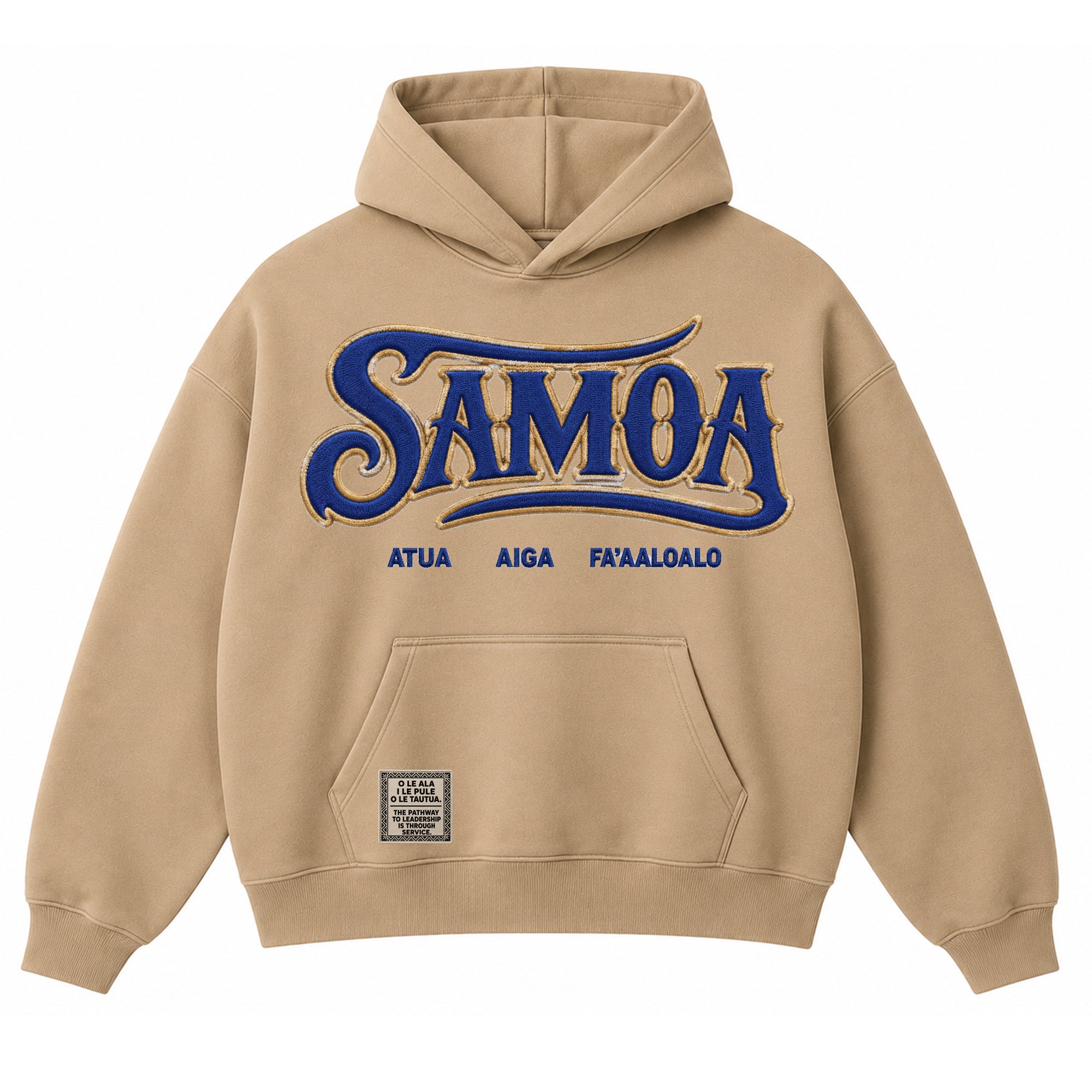 Samoa Tan Embroidery Pullover Hoodie