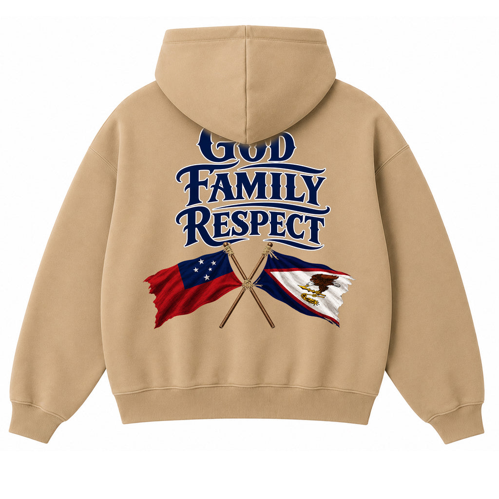 Samoa Tan Embroidery Pullover Hoodie