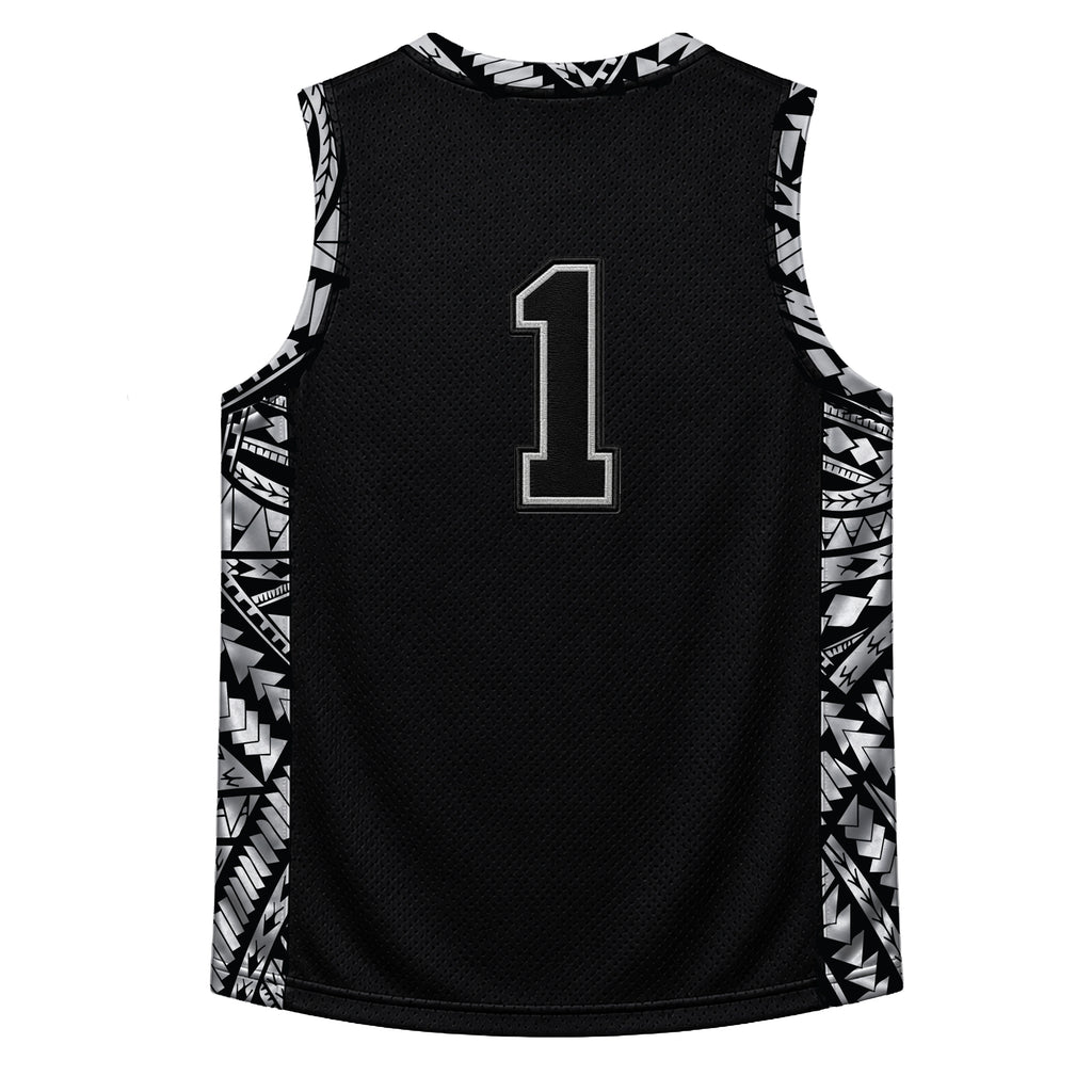 Samoa Black with Silver Basketball Jersey