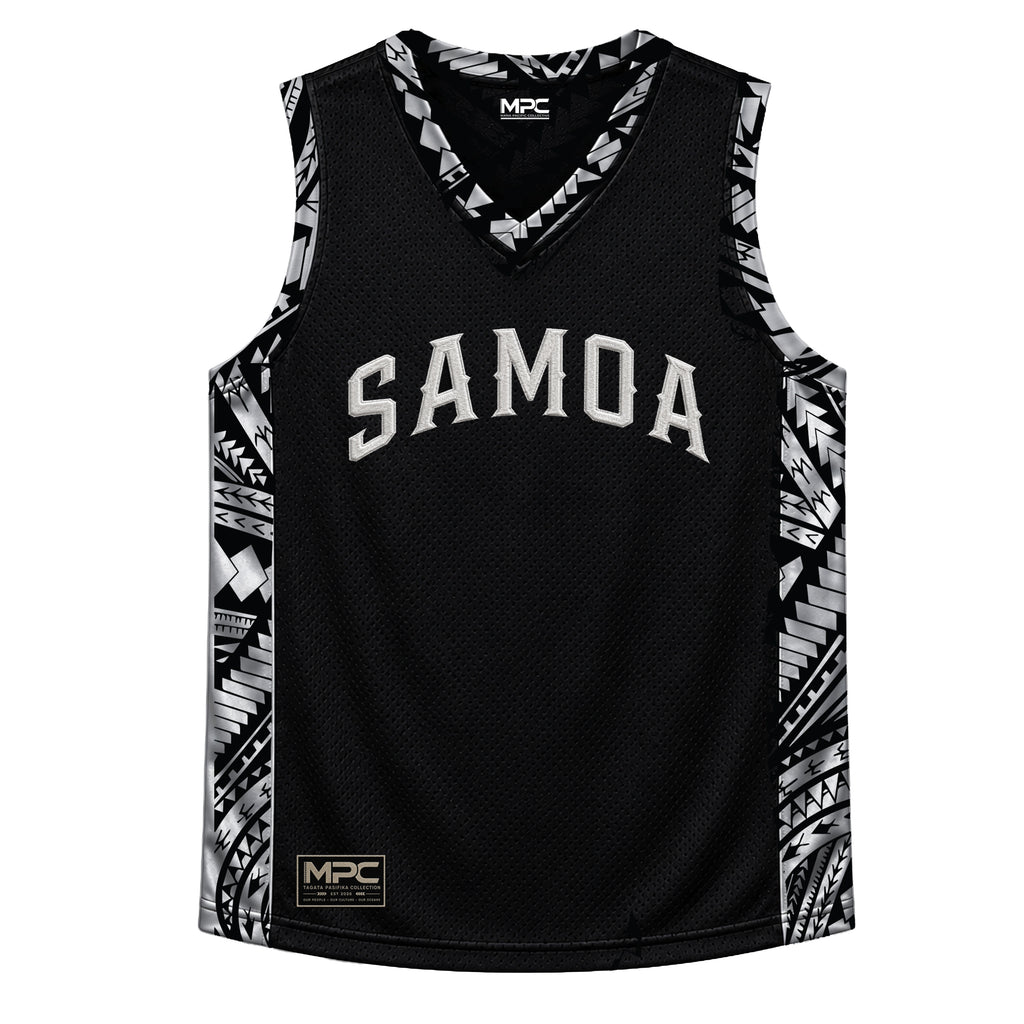 Samoa Black with Silver Basketball Jersey