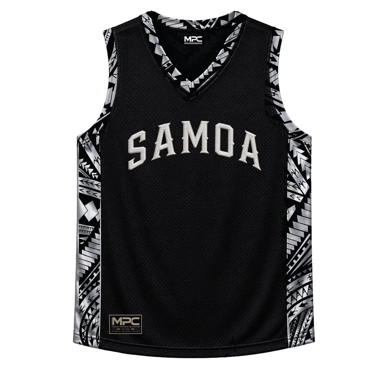 Samoa Black with Silver Basketball Jersey