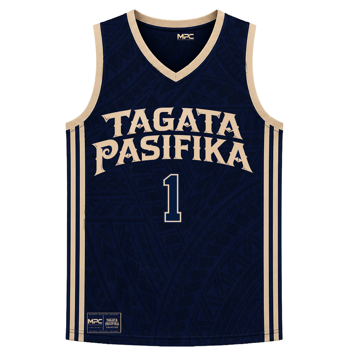 Tagata Pasifika Navy w Tan Basketball Jersey