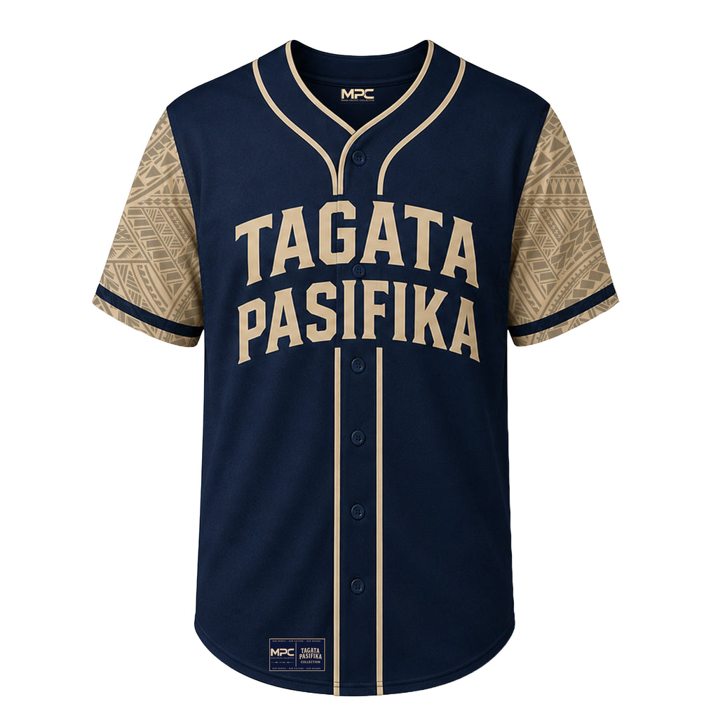 Tagata Pasifika Navy w/ Tan Baseball Jersey