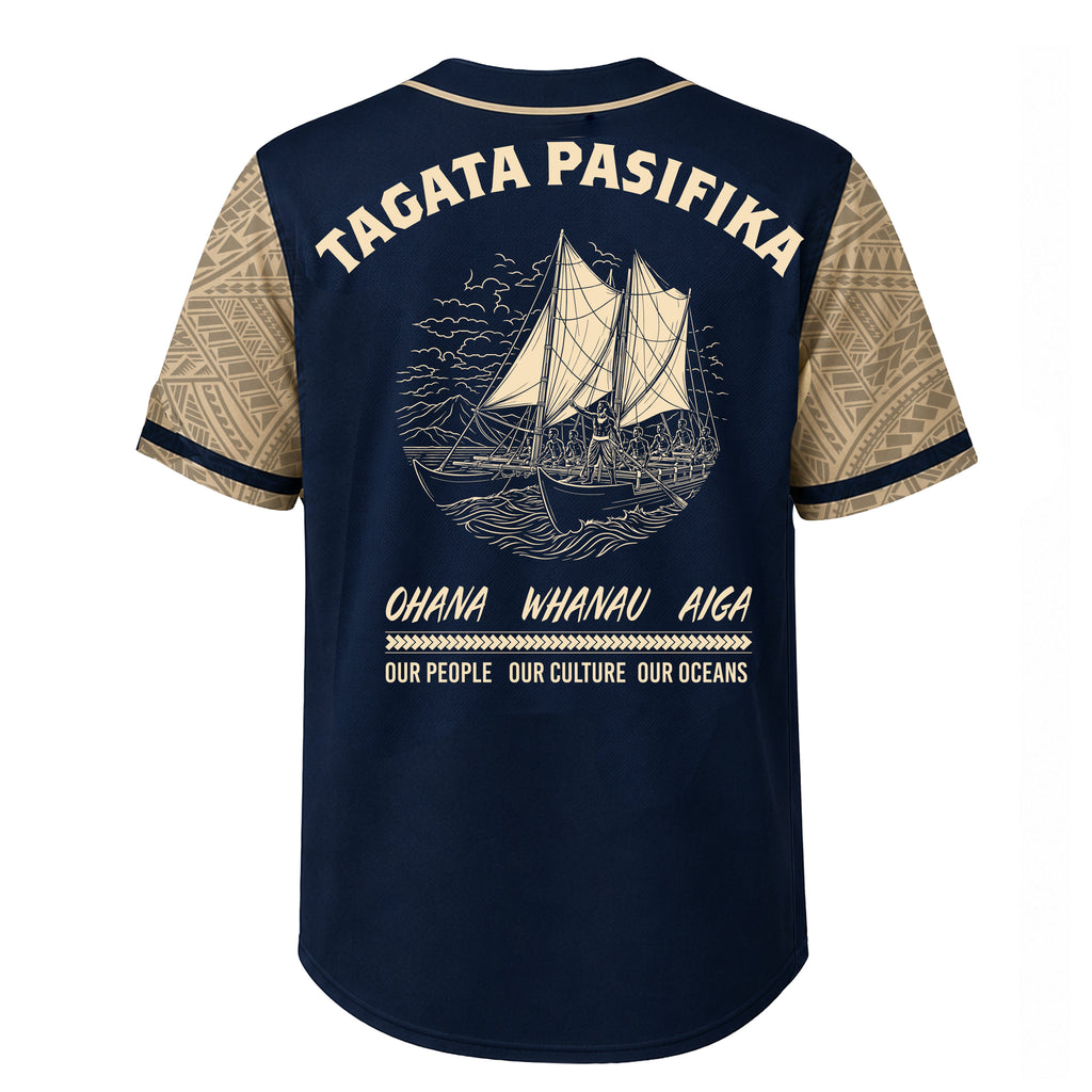 Tagata Pasifika Navy w/ Tan Baseball Jersey